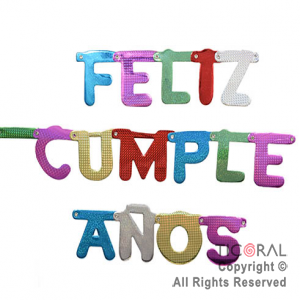 GUIRNALDA LETRA FELIZ CUMPLEAOS HOLOGRAFICA x 1